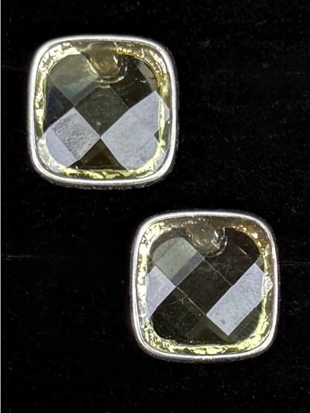 Vintage light yellow see through reflective pierced earrings